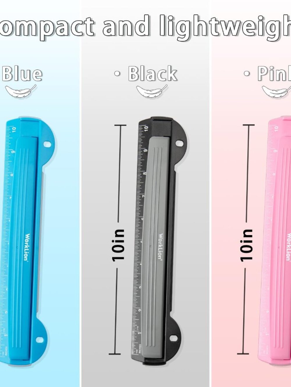 3 Ring Hole Puncher for Binders,Pink,with 10" Ruler, Plus Paper-chip Tray Design - Picture 6 of 6